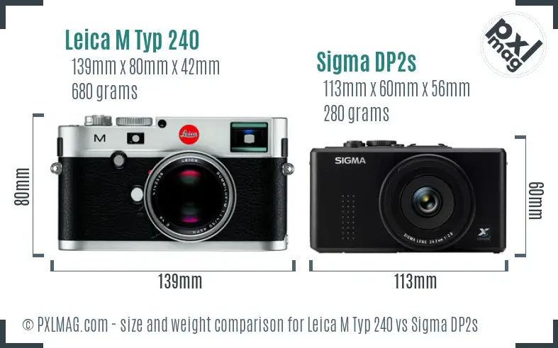Leica M Typ 240 vs Sigma DP2s size comparison