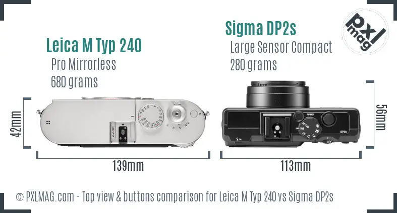 Leica M Typ 240 vs Sigma DP2s top view buttons comparison