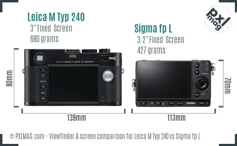 Leica M Typ 240 vs Sigma fp L Screen and Viewfinder comparison
