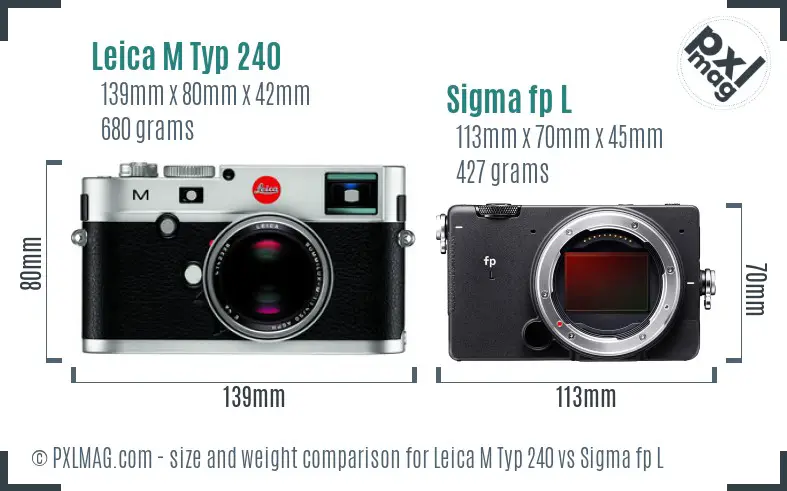 Leica M Typ 240 vs Sigma fp L size comparison