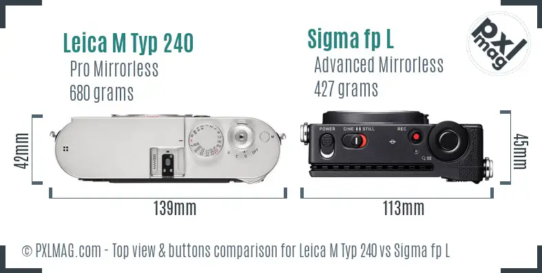 Leica M Typ 240 vs Sigma fp L top view buttons comparison