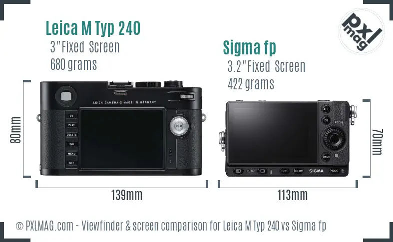 Leica M Typ 240 vs Sigma fp Screen and Viewfinder comparison
