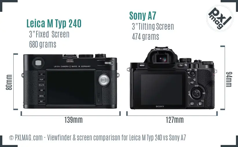 Leica M Typ 240 vs Sony A7 Screen and Viewfinder comparison