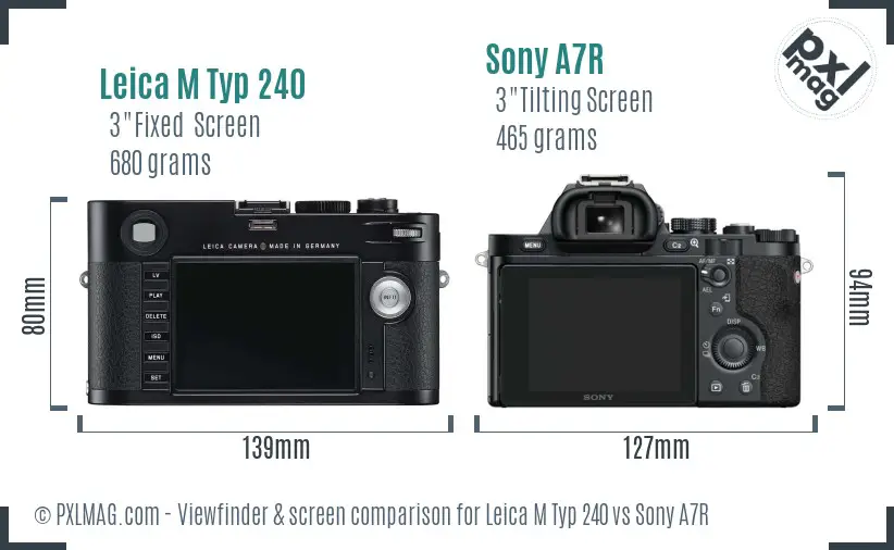 Leica M Typ 240 vs Sony A7R Screen and Viewfinder comparison