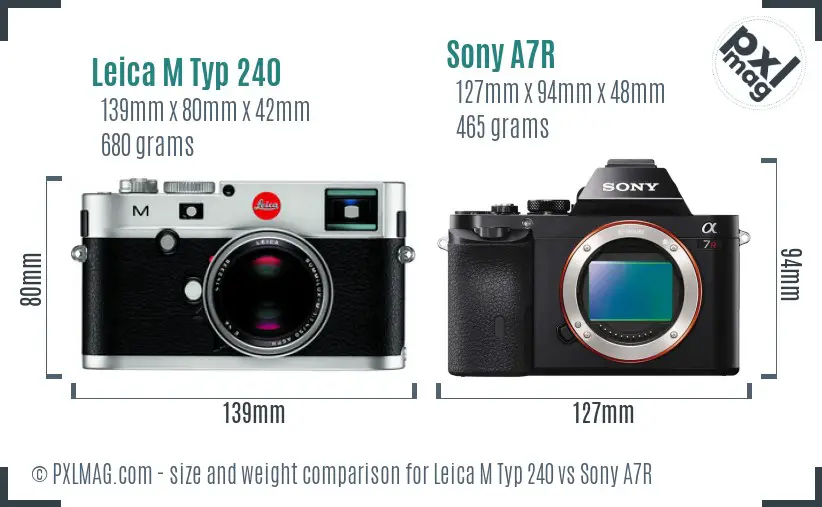 Leica M Typ 240 vs Sony A7R size comparison