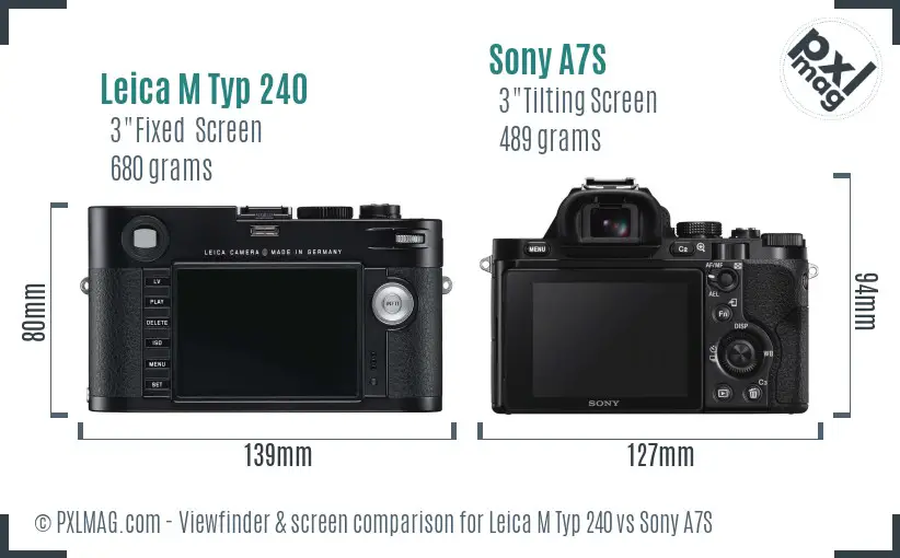 Leica M Typ 240 vs Sony A7S Screen and Viewfinder comparison