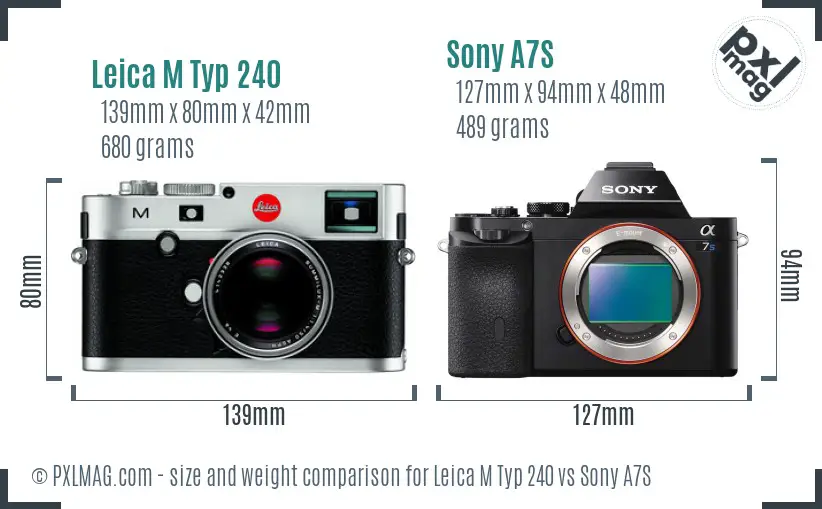Leica M Typ 240 vs Sony A7S size comparison