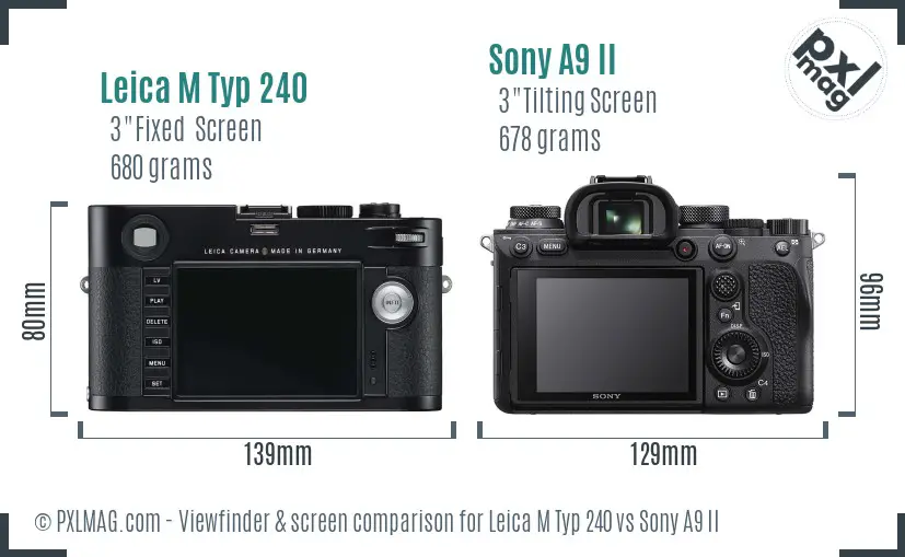Leica M Typ 240 vs Sony A9 II Screen and Viewfinder comparison