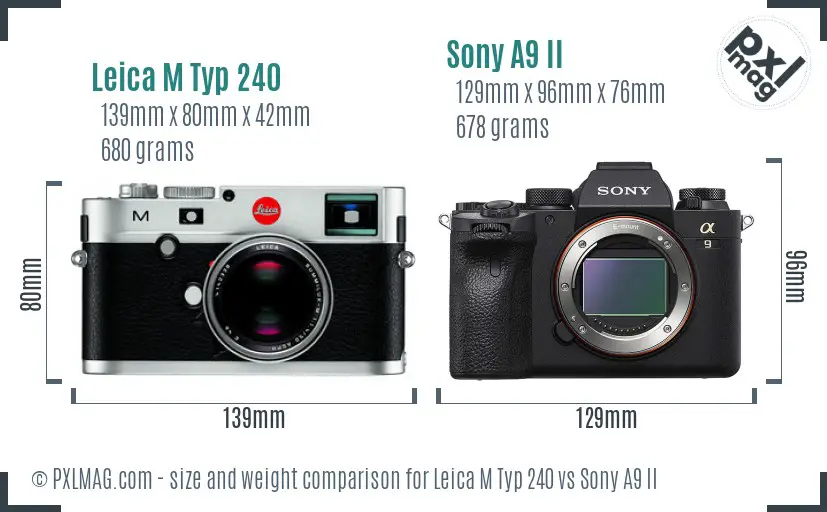 Leica M Typ 240 vs Sony A9 II size comparison