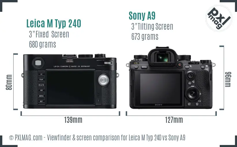 Leica M Typ 240 vs Sony A9 Screen and Viewfinder comparison