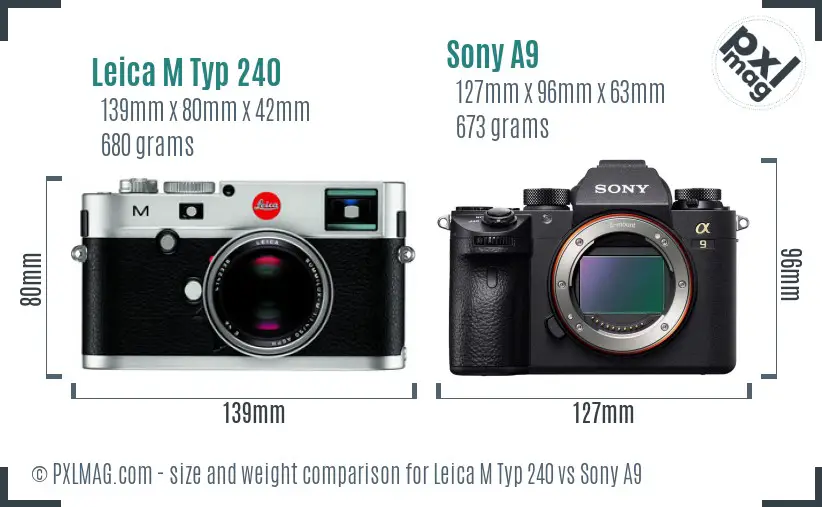 Leica M Typ 240 vs Sony A9 size comparison