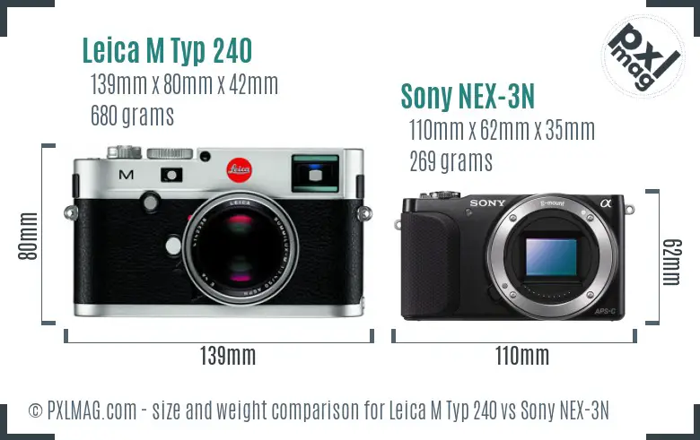 Leica M Typ 240 vs Sony NEX-3N size comparison