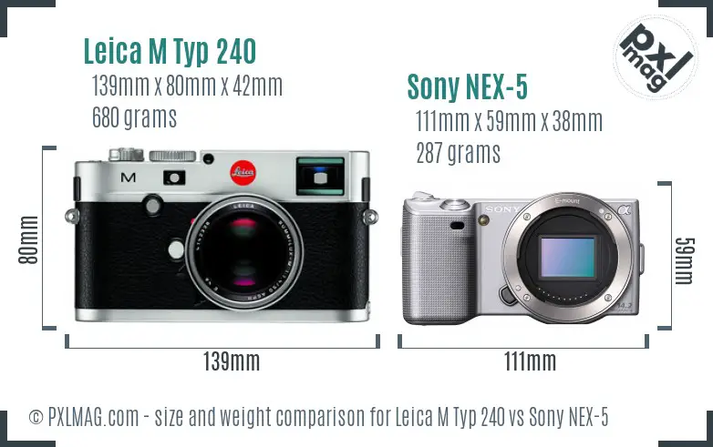 Leica M Typ 240 vs Sony NEX-5 size comparison