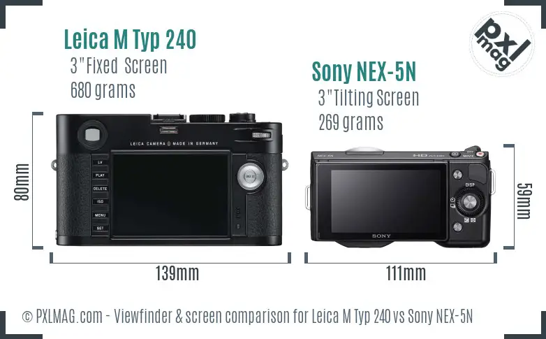 Leica M Typ 240 vs Sony NEX-5N Screen and Viewfinder comparison