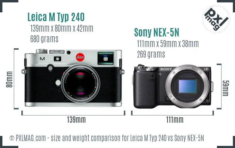 Leica M Typ 240 vs Sony NEX-5N size comparison