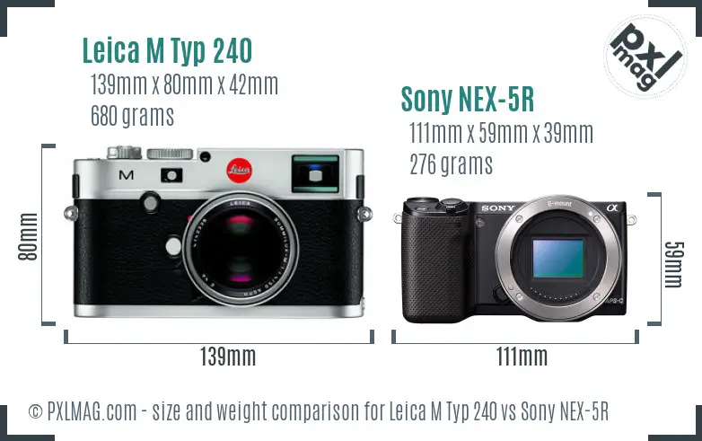 Leica M Typ 240 vs Sony NEX-5R size comparison