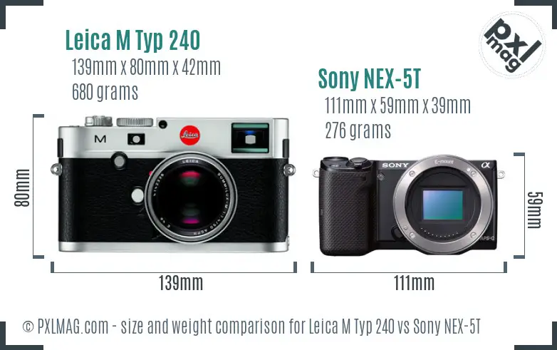 Leica M Typ 240 vs Sony NEX-5T size comparison