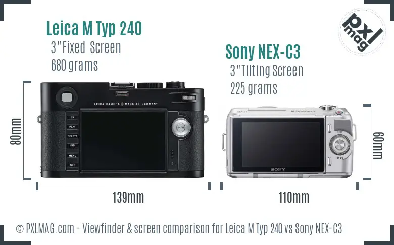 Leica M Typ 240 vs Sony NEX-C3 Screen and Viewfinder comparison