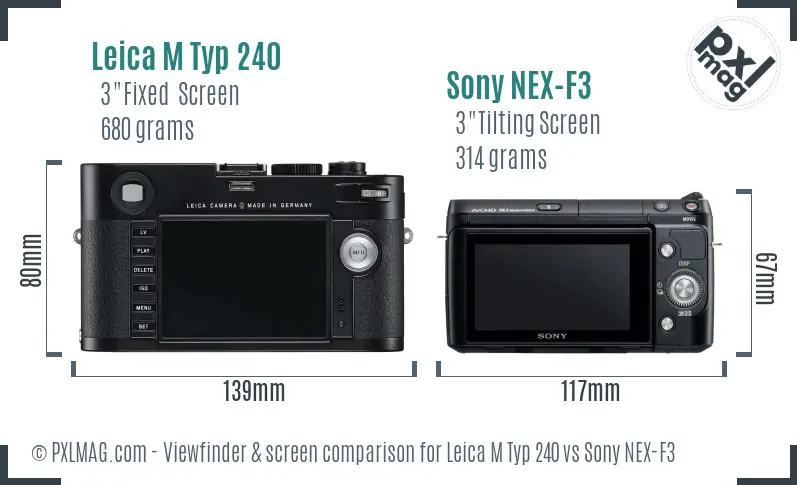 Leica M Typ 240 vs Sony NEX-F3 Screen and Viewfinder comparison