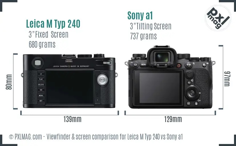 Leica M Typ 240 vs Sony a1 Screen and Viewfinder comparison