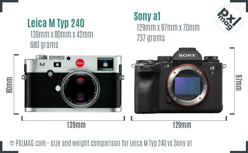Leica M Typ 240 vs Sony a1 size comparison