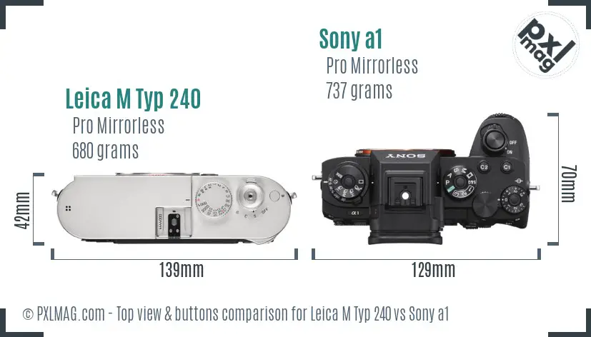 Leica M Typ 240 vs Sony a1 top view buttons comparison