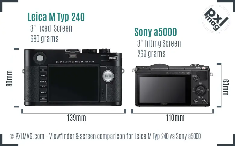 Leica M Typ 240 vs Sony a5000 Screen and Viewfinder comparison