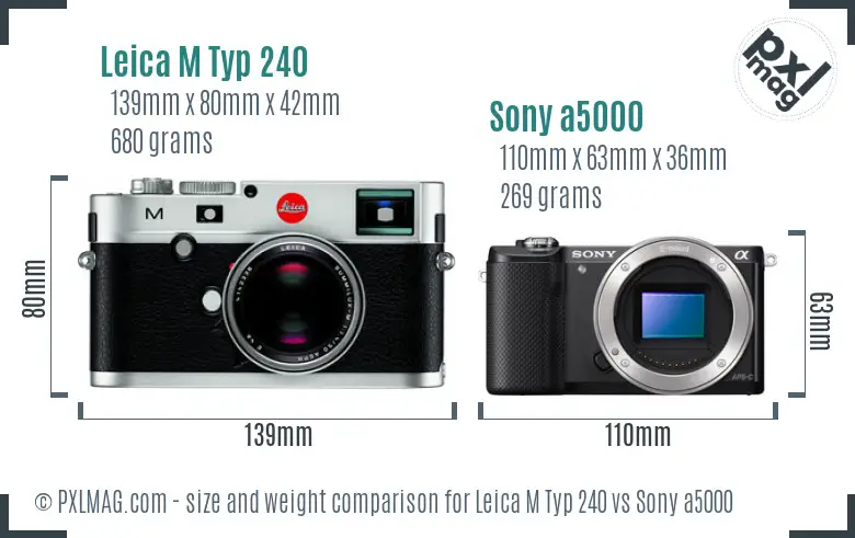 Leica M Typ 240 vs Sony a5000 size comparison