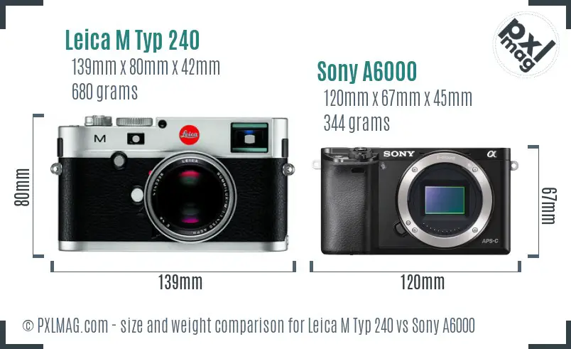 Leica M Typ 240 vs Sony A6000 size comparison
