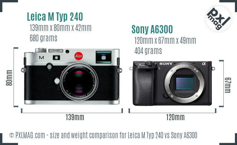 Leica M Typ 240 vs Sony A6300 size comparison
