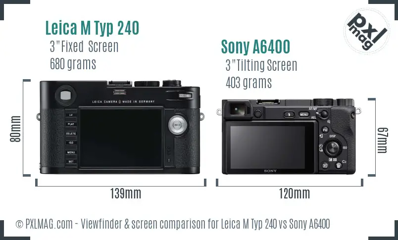Leica M Typ 240 vs Sony A6400 Screen and Viewfinder comparison