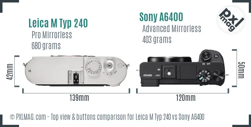 Leica M Typ 240 vs Sony A6400 top view buttons comparison