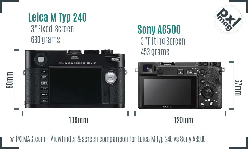 Leica M Typ 240 vs Sony A6500 Screen and Viewfinder comparison
