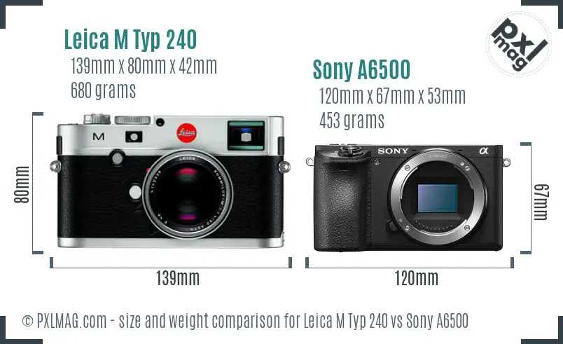 Leica M Typ 240 vs Sony A6500 size comparison