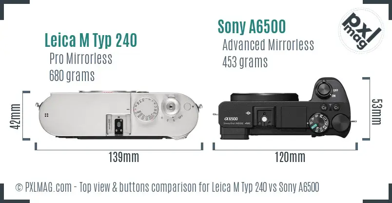 Leica M Typ 240 vs Sony A6500 top view buttons comparison
