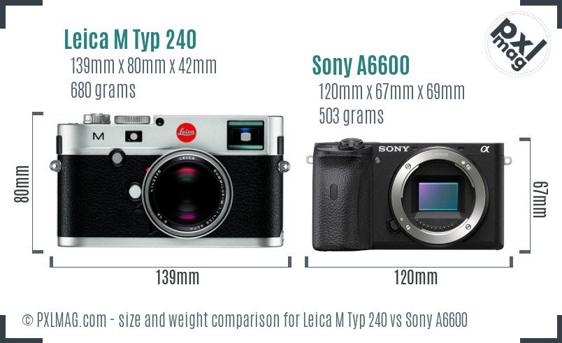 Leica M Typ 240 vs Sony A6600 size comparison