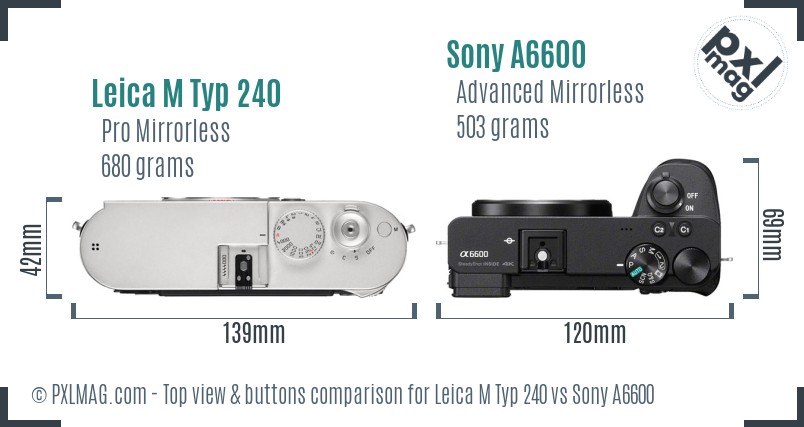 Leica M Typ 240 vs Sony A6600 top view buttons comparison