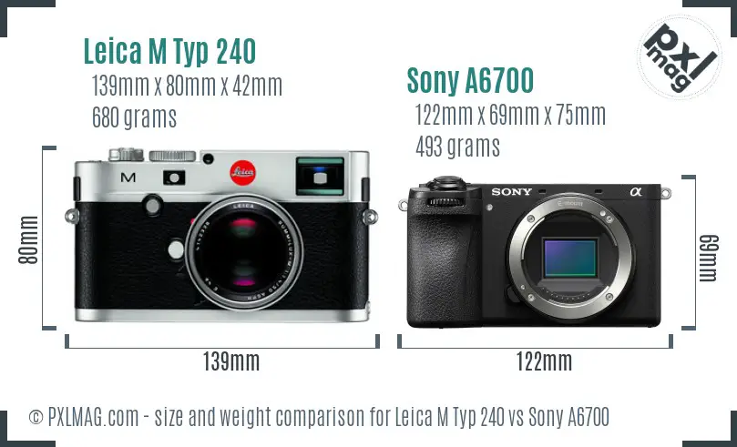 Leica M Typ 240 vs Sony A6700 size comparison Leica M Typ 240 vs Sony A6700 size comparison