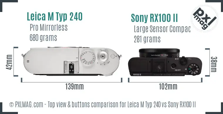 Leica M Typ 240 vs Sony RX100 II top view buttons comparison