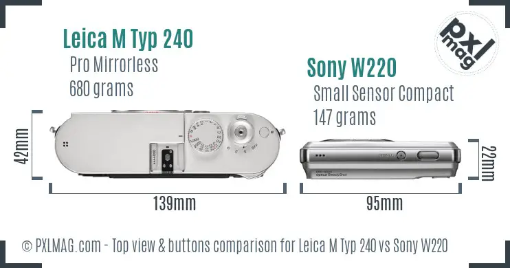 Leica M Typ 240 vs Sony W220 top view buttons comparison