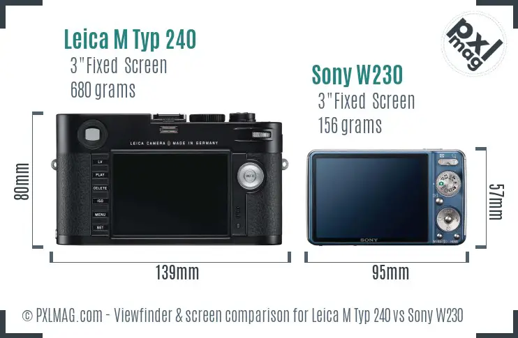 Leica M Typ 240 vs Sony W230 Screen and Viewfinder comparison