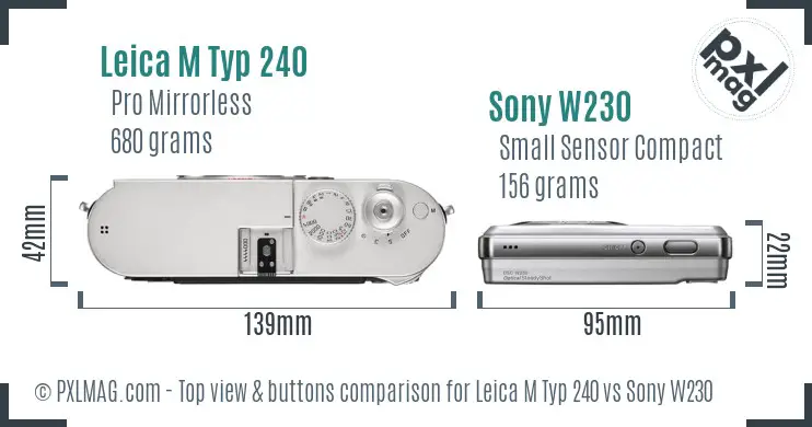 Leica M Typ 240 vs Sony W230 top view buttons comparison