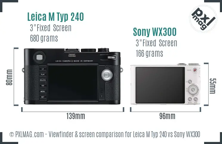 Leica M Typ 240 vs Sony WX300 Screen and Viewfinder comparison