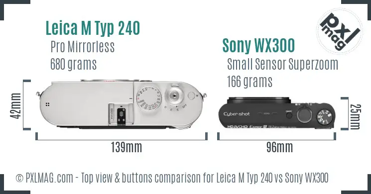 Leica M Typ 240 vs Sony WX300 top view buttons comparison