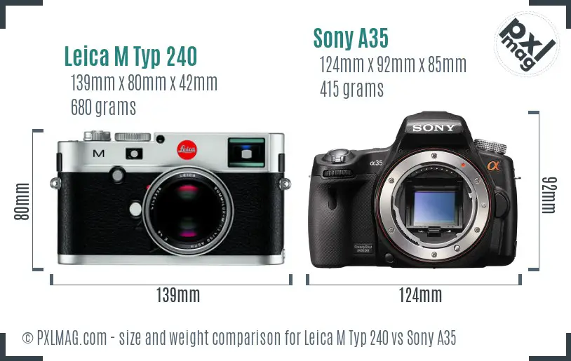 Leica M Typ 240 vs Sony A35 size comparison Leica M Typ 240 vs Sony A35 size comparison