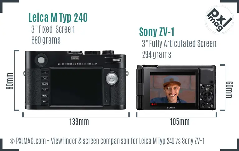 Leica M Typ 240 vs Sony ZV-1 Screen and Viewfinder comparison