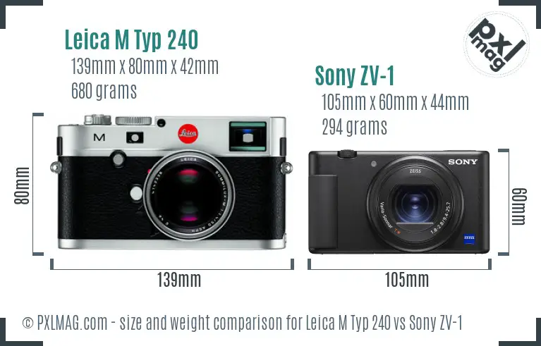 Leica M Typ 240 vs Sony ZV-1 size comparison