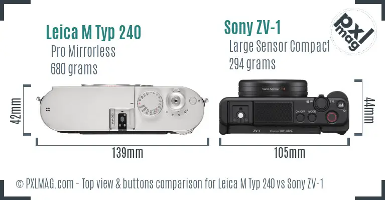 Leica M Typ 240 vs Sony ZV-1 top view buttons comparison