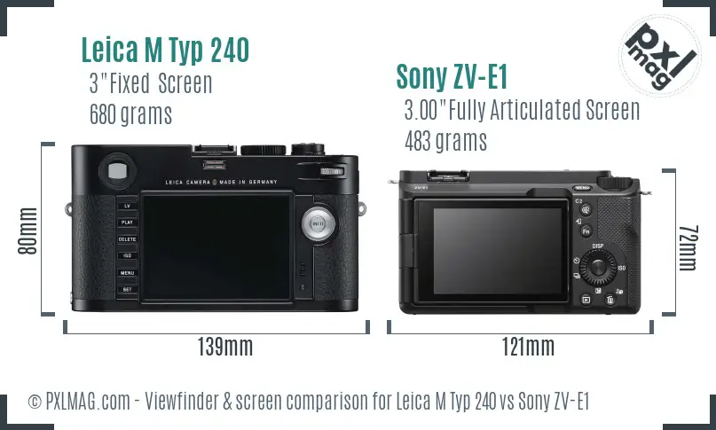 Leica M Typ 240 vs Sony ZV-E1 Screen and Viewfinder comparison