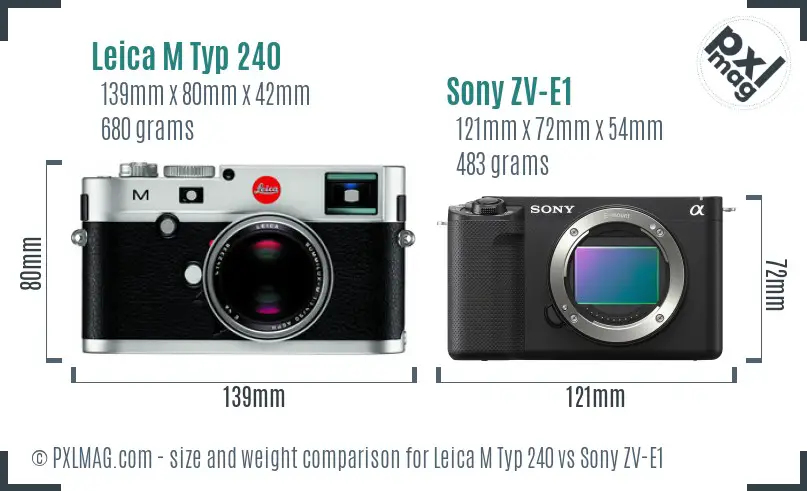 Leica M Typ 240 vs Sony ZV-E1 size comparison